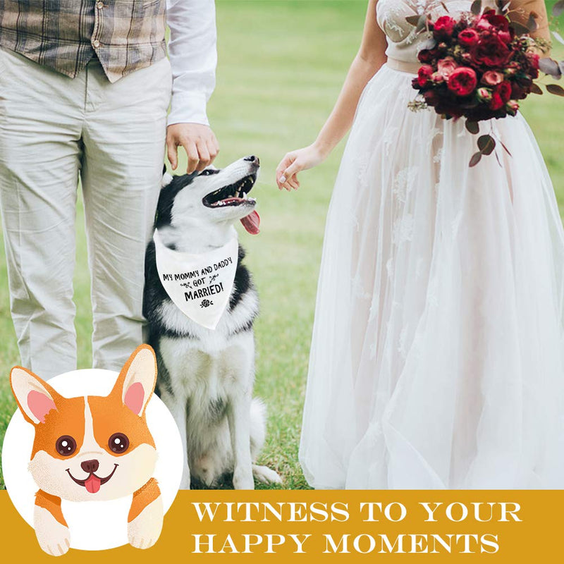 [Australia] - PUPTECK Wedding Dog Bandana - My Mommy and Daddy Got Married - Engagement Announcement - Soft Wedding Bibs Scarf Accessories and Photo Prop for Small to Large Dogs, White 