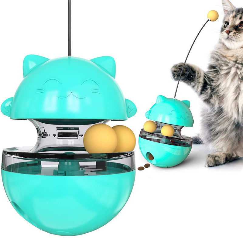 YGMXZL Cat Food Dispensing Ball Toy,2 in 1 Pet Treat Ball Interactive Cat Tumbler Toys with Funny Cat Stick,Exercise IQ Training Cat Toys - PawsPlanet Australia