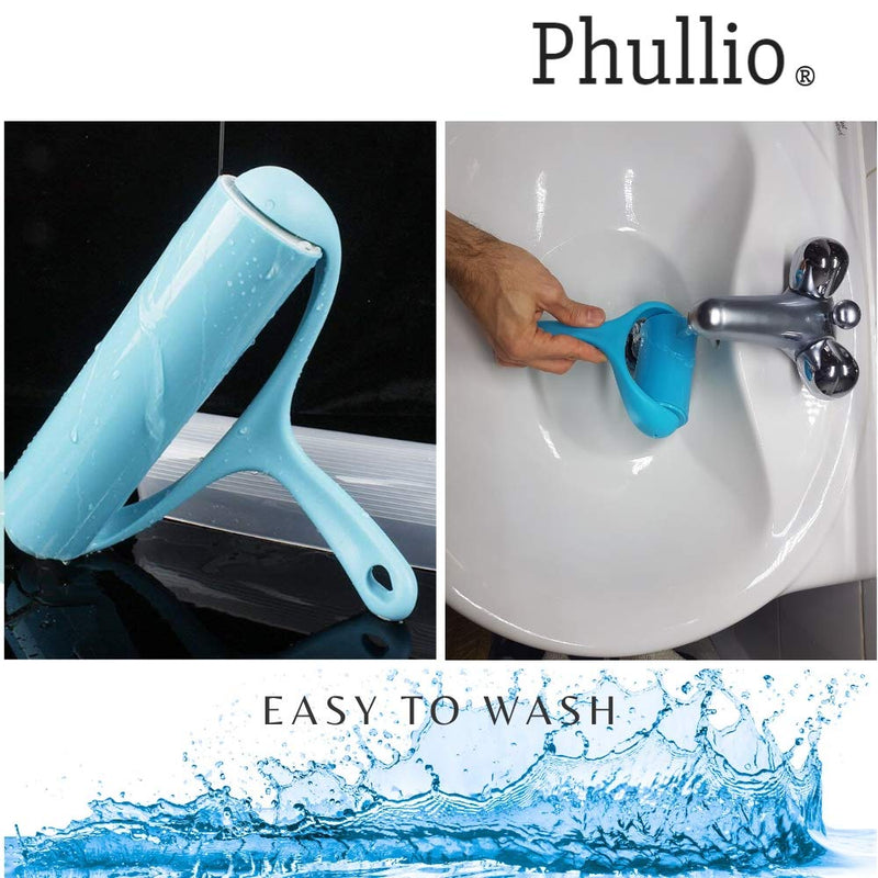 Phullio Lint Roller Pet Hair Remover Dog Brush Cat Clothes Portable Sticky Washable Reusable Eco friendly No Refill Needed With Cover, Handle For Furniture, Carpet, Floor, Sofa, Bedding, Car Seat Etc - PawsPlanet Australia