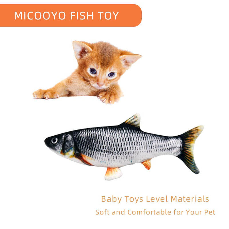 [Australia] - MICOOYO Moving Fish Cat Toys, Electric Moving Realistic Wiggle Fish Catnip Toys, Plush Interactive Pets Pillow Chew Bite Kick Supplies for Cat Kitten Kitty Grass carp 