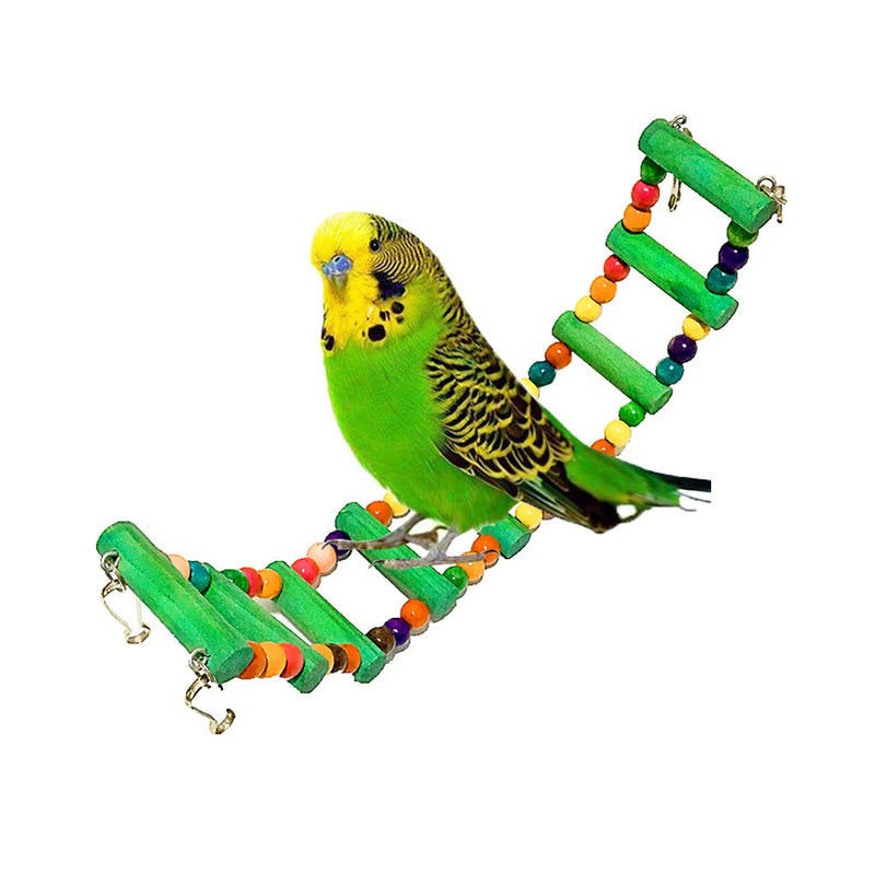 5 Pcs Bird Perches Cage Toys Hanging Bell Swing Chewing Toys Wooden Ladder Hammock for Small and Medium Parrot Birds, Cockatiels, Conures, Macaws, Finches - PawsPlanet Australia