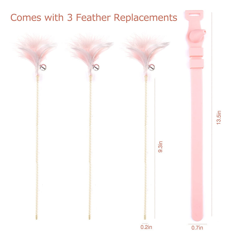 Icwin Cat Wand Toys,Cat Toys Interactive Wearable Silicone Band 3 Feather Replacements Spring Cat Feather Toys for Indoor Kittens Multiple Ways to Play - PawsPlanet Australia