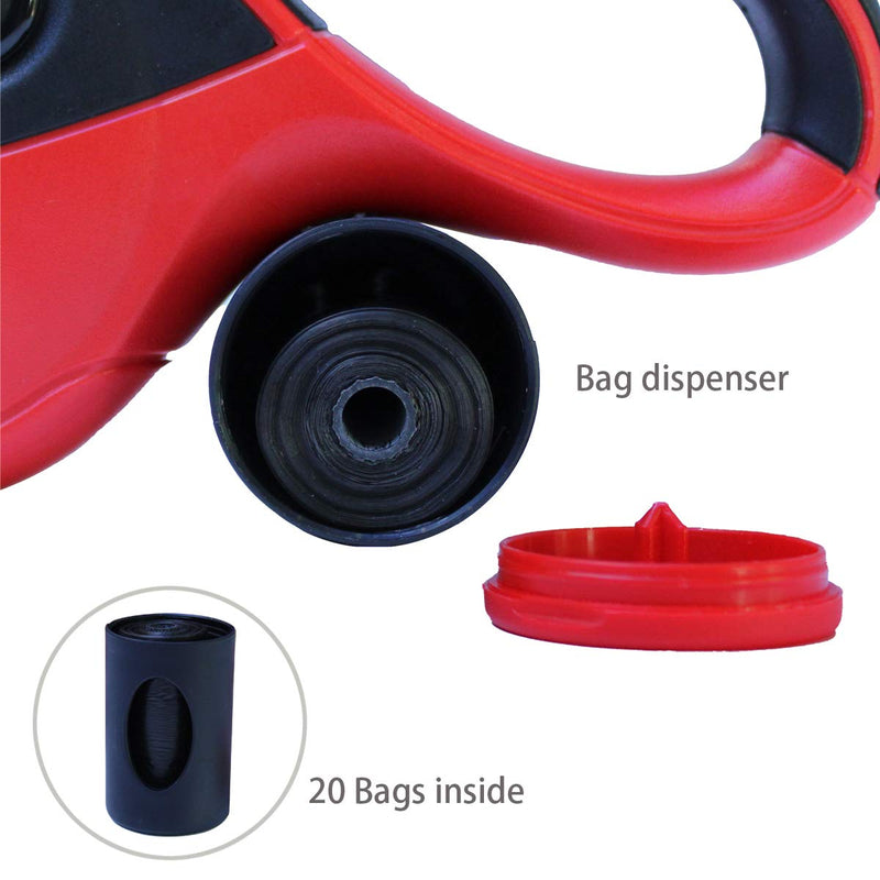 [Australia] - Retractable Dog Leash 16ft Heavy Duty Pet Walking Lead Leashes for Large Small Dog with Dispenser, Tangle Free One-Hand Brake Lock Red 