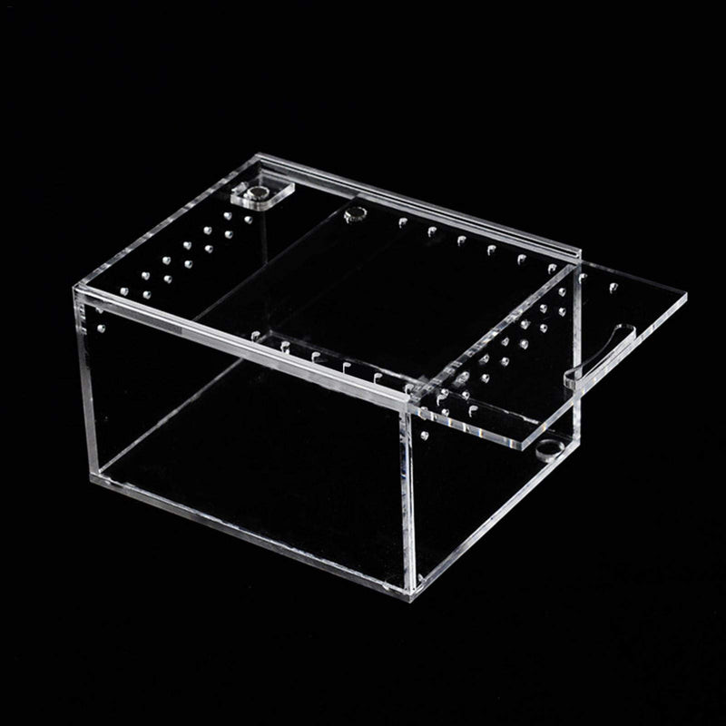 Clear Reptile Breeding Box,Small Acrylic Terrarium Full View Visually with Sliding Design Feeding Box for Insect Reptiles Tarantulas Amphibians Lore Caterpillars Cricket Spider Snail Reptile - PawsPlanet Australia