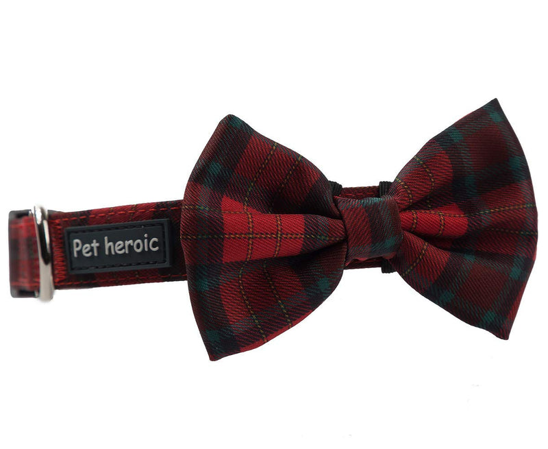 Pet Heroic Pet Dog Cat Collar with Grid Bow tie, Adjustable Plaid Pet Dogs Cats Comfortable Durable Bowtie Collars for Small Medium Large Dogs Cats in 3 Styles Red-grid S - PawsPlanet Australia