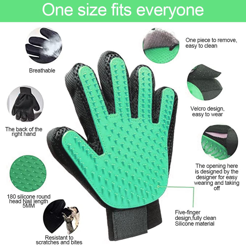 Washing glove for cats, cat gloves, cat glove grooming, cat glove brush, grooming glove made of silicone glove, cat brush, dog brush, grooming glove for pets, 1 green 1 green - PawsPlanet Australia