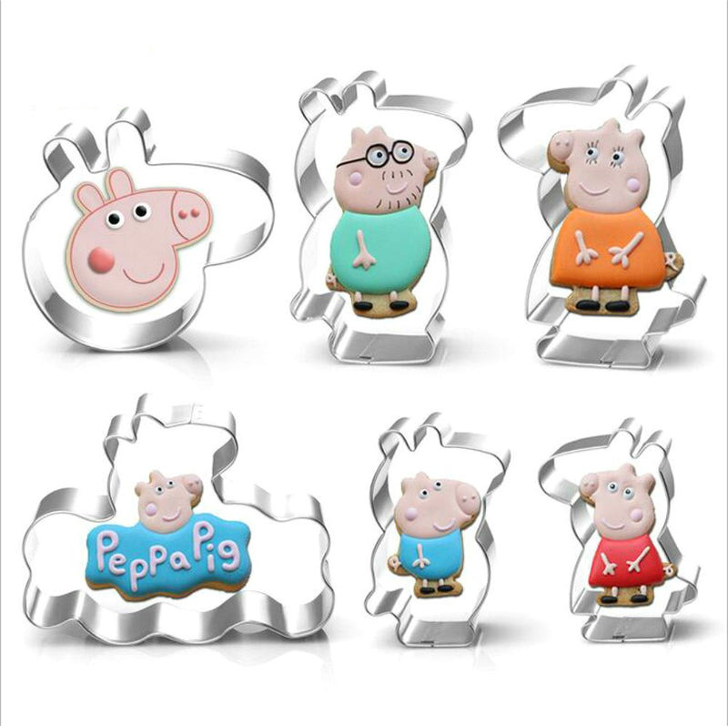 YUHAO Pepp Pig Cookie Cutters Set for Kids - 8 PCS - Pepp Pig, George Pig, Daddy Pig, Mummy Pig, Pig Head, Sun, Umbrella and Message Board - Stainless Steel - PawsPlanet Australia