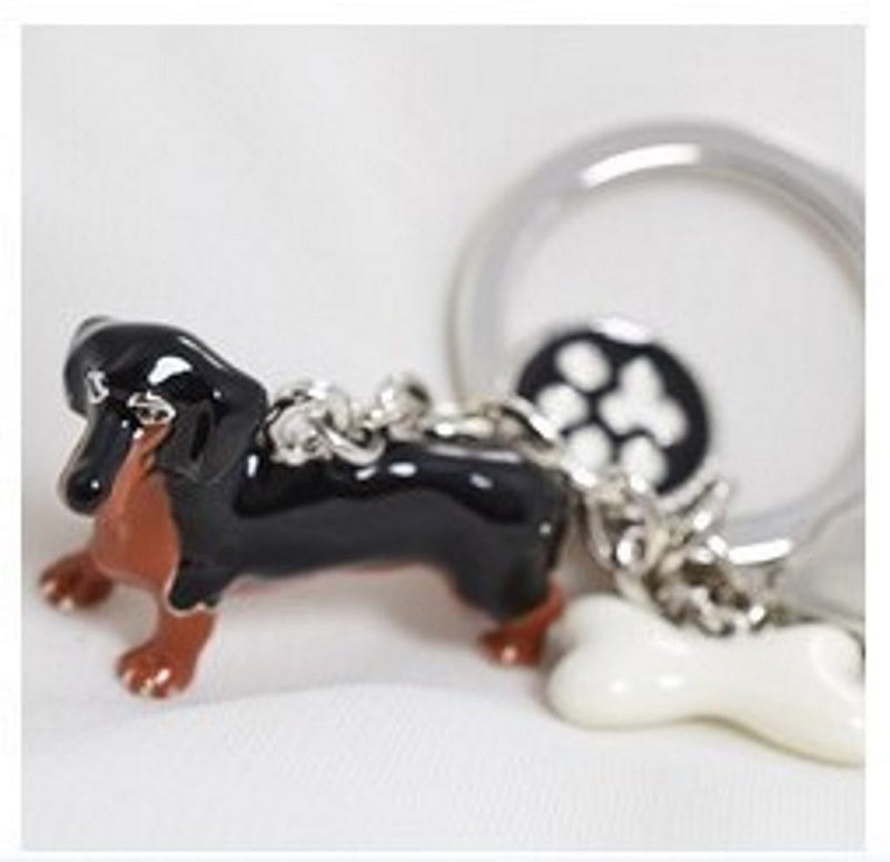 [Australia] - Peterpanshop Creative Cute Dog Dachshund Ring Key Chain Lovers Animal Keyring Women Bag Gifts 