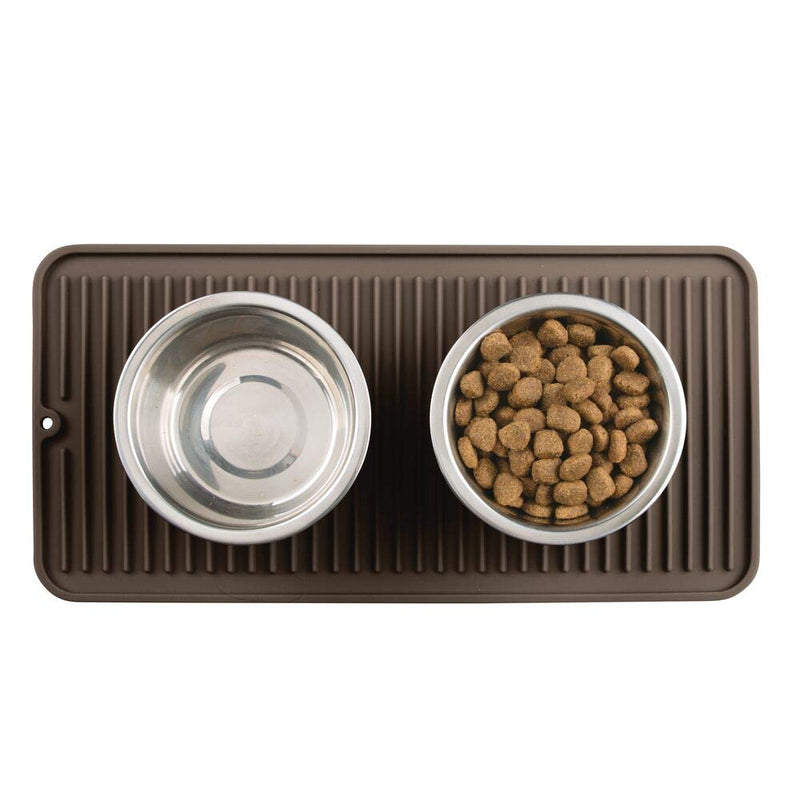 [Australia] - mDesign Premium Quality Pet Food and Water Bowl Feeding Mat for Dogs and Puppies - Waterproof Non-Slip Durable Silicone Placemat - Food Safe, Non-Toxic - Small - Espresso Brown 