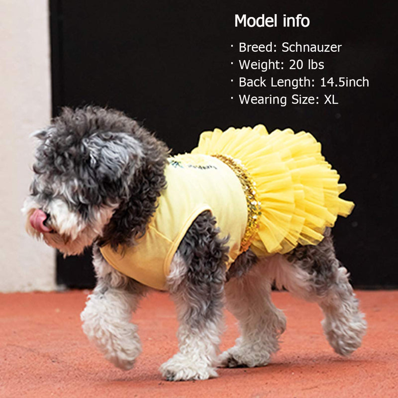 [Australia] - kyeese Dog Dress Pineapple Yellow Tiered Dogs Beach Dresses with Sequins Cat Dress Medium 