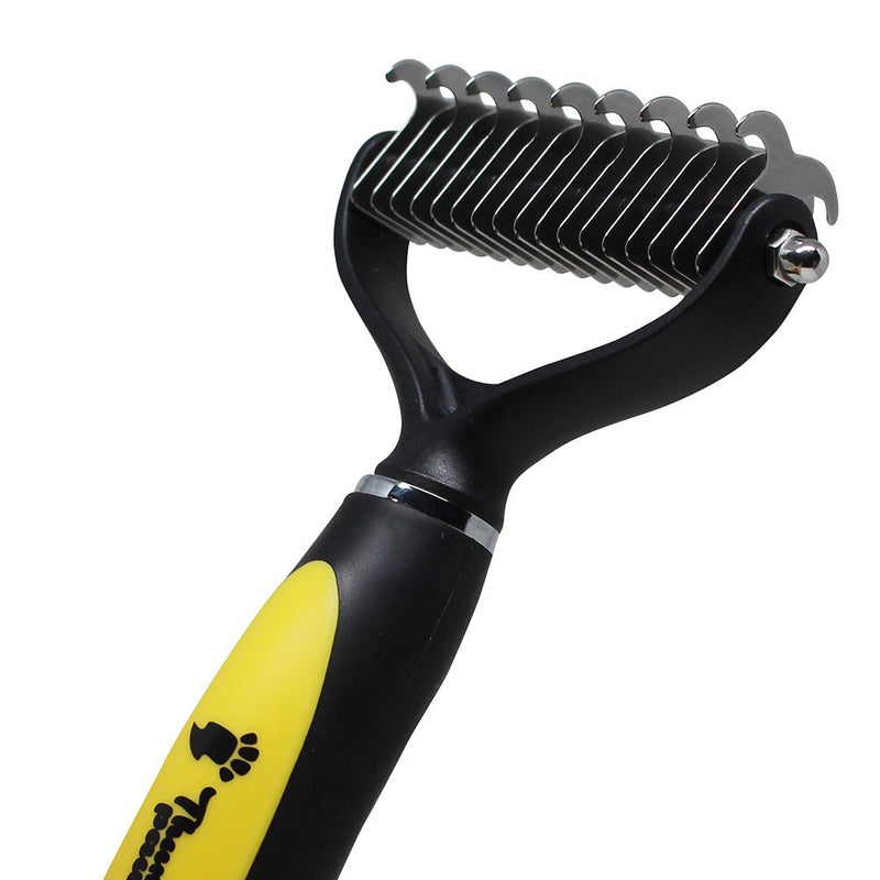 Thunderpaws Pet Dematting Rake - Ergonomic De-matting Comb for Dogs and Cats - Remove Mats and Tangles Coats Safely With Rounded End Blades and Extra Wide Head - PawsPlanet Australia