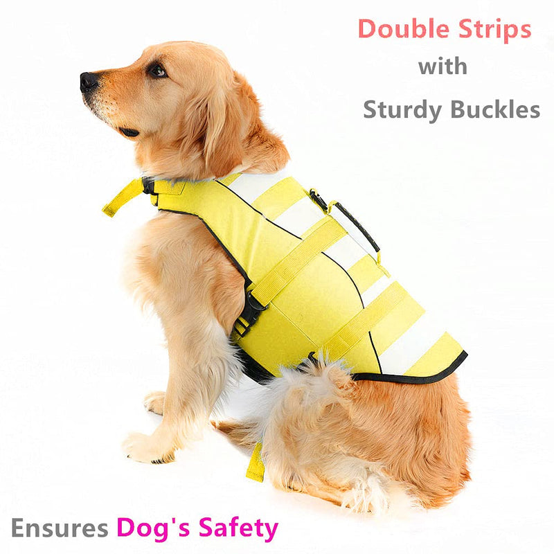 High Visibility Dog Life Jacket Safety Vests for Swimming, Superior Buoyancy & Rescue Handle (XS (Chest Girth: 13"-14.2"), Cute Yellow) X-Small - PawsPlanet Australia