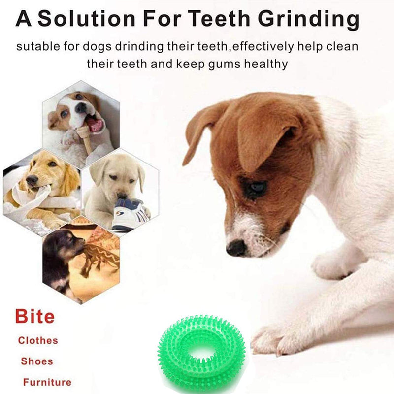 BDUK Durable pet Dog Squeaky Chew Toys, Bite Resistant Non-Toxic Soft Natural Rubber, Dog Pet Chew Tooth Cleaning Ring Toy for Aggressive Chewer for Small and Medium Dogs Training Playing (Green) Green - PawsPlanet Australia