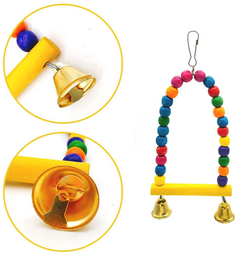 Wonninek Bird Toys Bird Swing Parrot Ladder Budgie Chewing Toy Macaws Bite Parakeets Bell Lovebirds Rattan Conures Perch Finches Toys Pendant 6 Pcs - PawsPlanet Australia