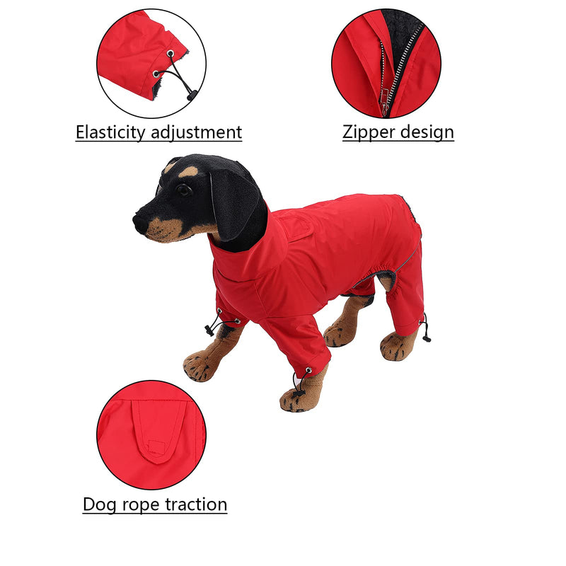 Geyecete1/2 Leg Trouser Suit,Adjustable Reflective Dog Jacket, Thick Padded Comfortable Winter Dog Coat Four Legs Coat-Red-XXL XXL (Back Length 55CM) Red - PawsPlanet Australia