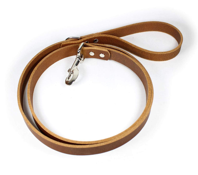 [Australia] - sleepy pup Premium Thick Leather Dog Leash - Made in The USA Light Brown 