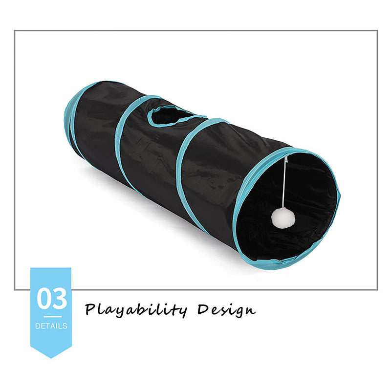 iCAGY Cat Tunnel for Indoor Cats, Pet Cat Kitten Rabbit Ferret Play Toys Tube Tunnel Interactive Crinkle Collapsible Pop Up Black 2 Ways - PawsPlanet Australia