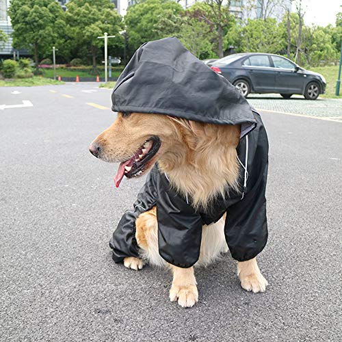 Idepet Dog Raincoat with Hood & Collar Hole,Waterproof Dog Rain Poncho Reflective Dog Rain Jacket Windproof Hoodies for Small Medium Large Dogs Corgi Golden Retriever Shepherd Bulldog S Black - PawsPlanet Australia