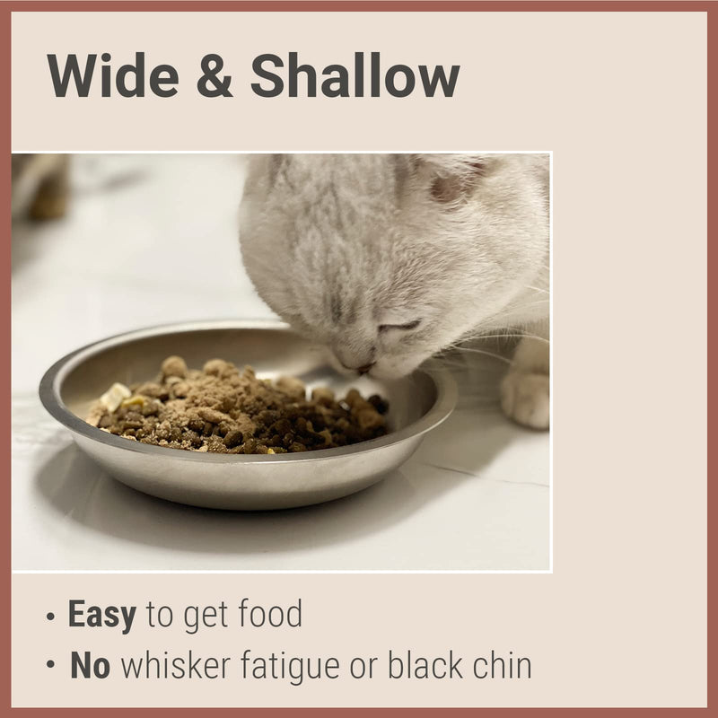 PEDAY Stainless Steel Cat Bowls with Nonslip Silicone Bottom | Non Whisker Stress Cat Food and Water Bowl | Ideal for Kittens & Cats (2-Pack) 2-Pack - PawsPlanet Australia