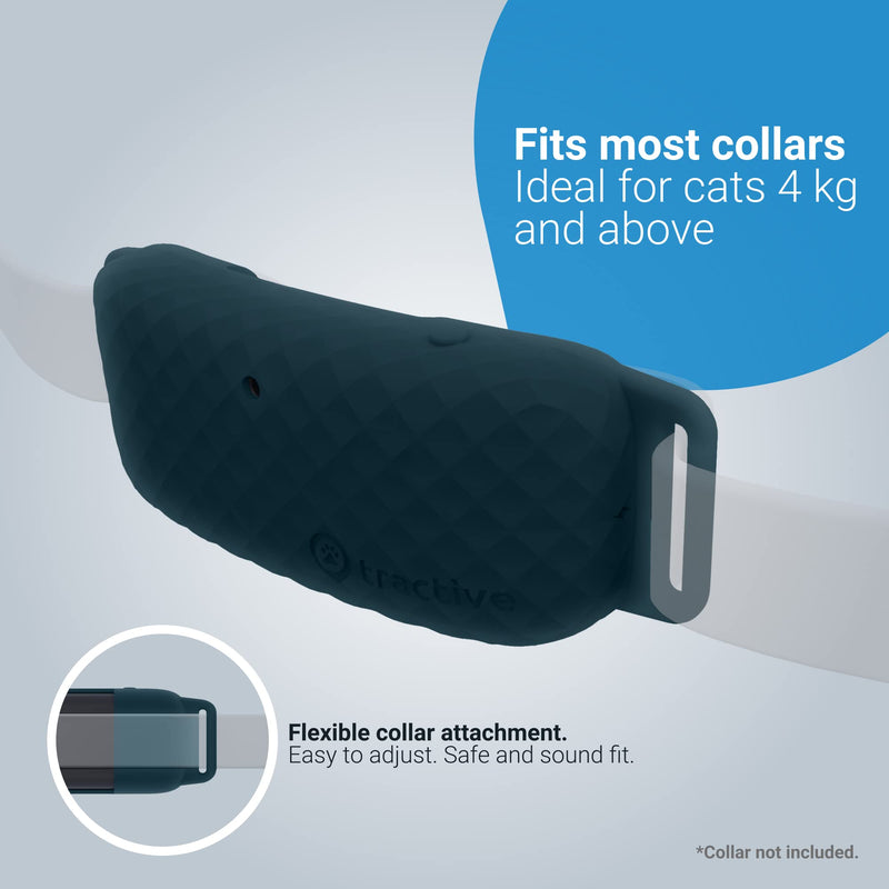 Tractive GPS CAT 4 (2022). Cat tracker. Follow every step in real-time. Unlimited Range. Activity Monitoring (w/ midnight blue collar attachment) - PawsPlanet Australia