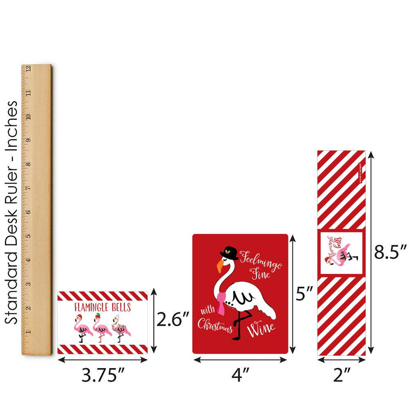 Big Dot of Happiness Flamingle Bells - Mini Wine Bottle Labels, Wine Bottle Labels and Water Bottle Labels - Tropical Christmas Party Decorations - Beverage Bar Kit - 34 Pieces - PawsPlanet Australia