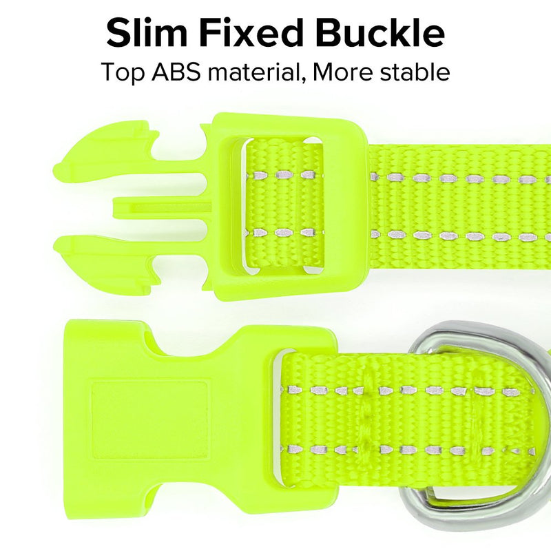 [Australia] - BSEEN Reflective Dog Collar& Leash Set, Double Layer Nylon Webbing Pet Collar& Leash Reflective Tapes, Pet Accessories Small Medium Large Dogs XS Green 