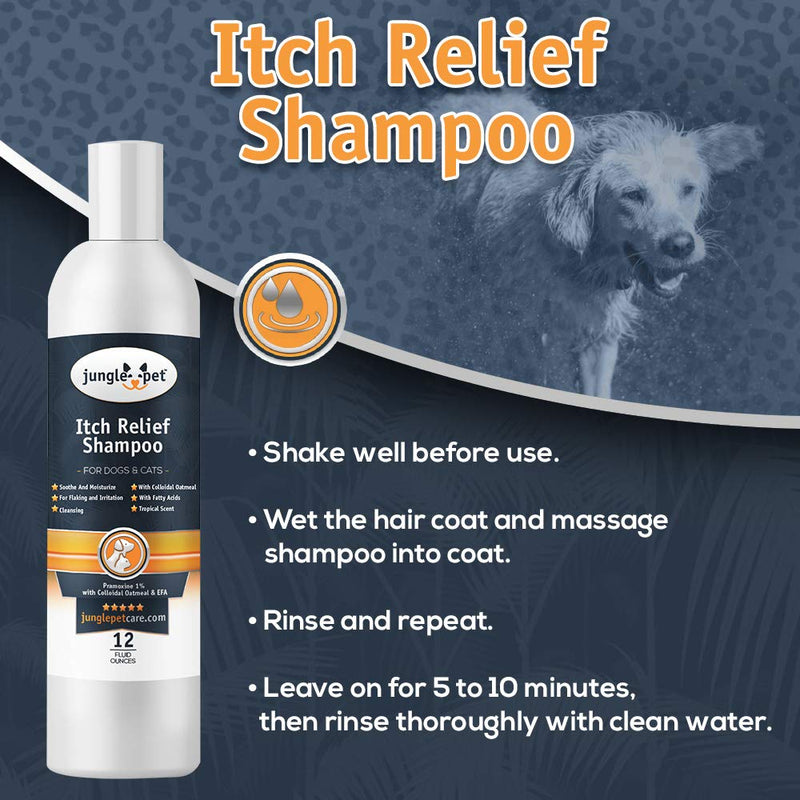 [Australia] - Jungle Pet Itch Relief Shampoo - Pramoxine - Colloidal Oatmeal & Essential Fatty Acids - Soothing, Moisturizing, Nourishing - 12oz 