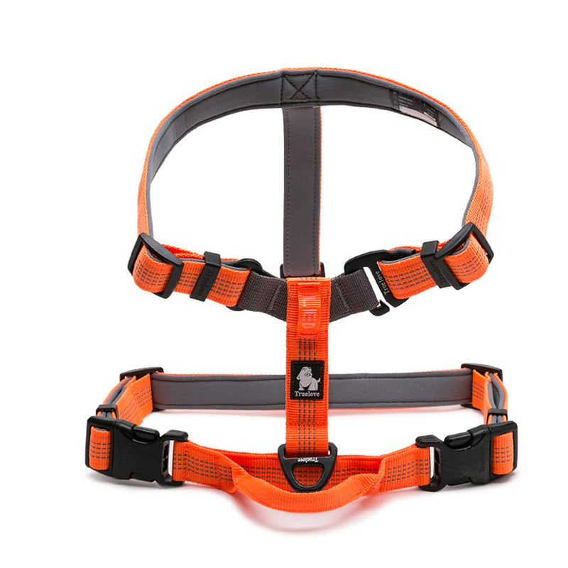 TRUE LOVE Dog Harness Adjustable Reflective Durable Padded Pet Vest With Handle Car Trip Outdoor TLH6171(Orange,M) M Orange - PawsPlanet Australia