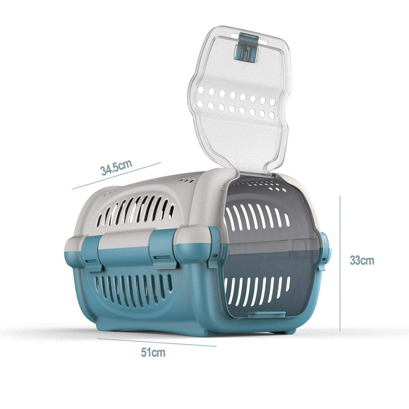 Premium Blue Pet Carrier Kitten Cat Dog Animal Transport Travel Box Cage Blue Rhino - PawsPlanet Australia