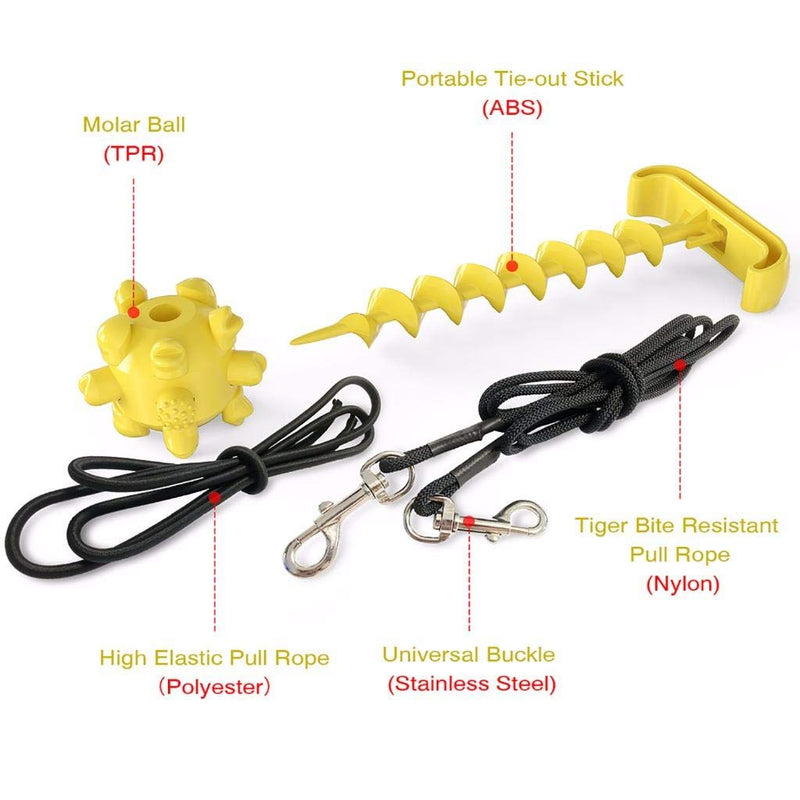 Dog Stake Ground Spike for Dogs Dog Spikes for Ground Spiral Ground Anchor with Dog Tie Out Outdoor Dog Pegs Tie Folding Ring Stake Screw Yard Tie Out Spike for Dogs Yellow - PawsPlanet Australia