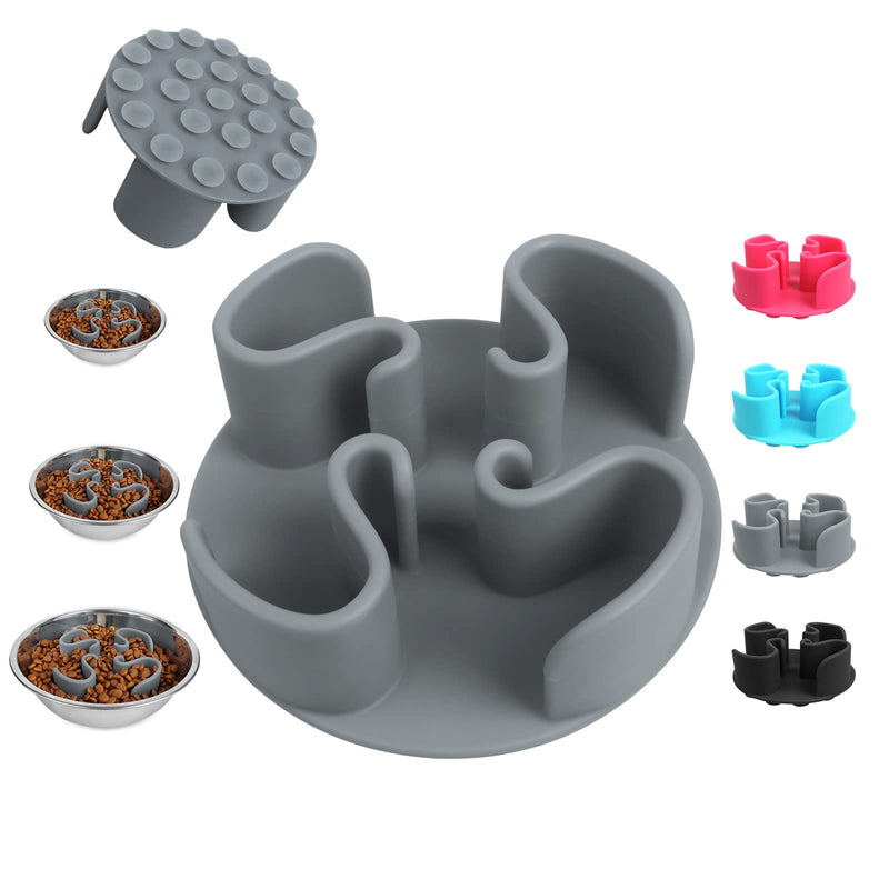 WESEN Slow Feeder Dog Bowls Insert, Soft Silicone Slow Eating Puppy Food Bowl for Small Medium Large Breed Dogs,Perfect with Stainless Steel Plastic Glass Ceramic Dog Bowls Grey - PawsPlanet Australia