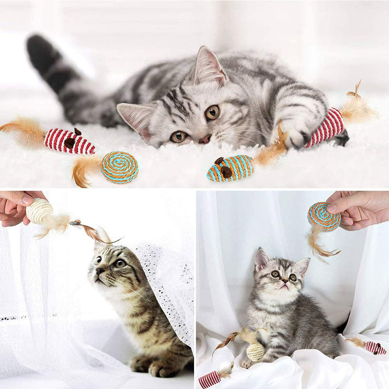 Cat Feather Toys Set, 7 Pieces Cat Interactive Wand Toy Set, Feather Fun Cat Toy Set, Cat Interactive Wand Toy, Cat Interactive Toy Set, for Interactive Pet Toys with Cats Indoors and Outdoors - PawsPlanet Australia