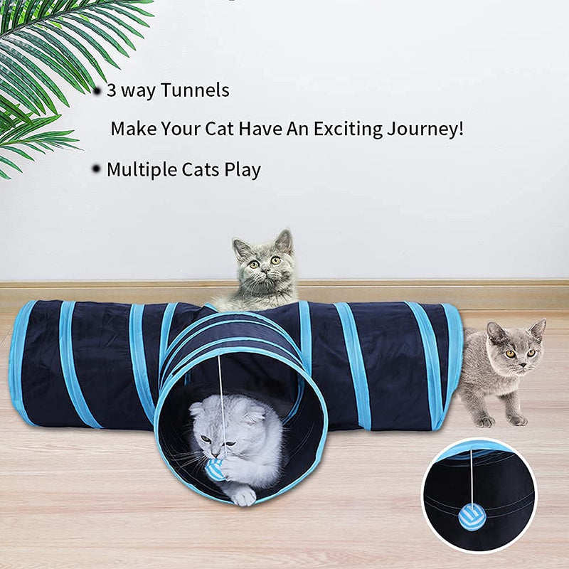 Cat Kitten Toys Set 27 PCS, Collapsible Cat Tunnels for Indoor Cats,Interactive Cat Feather Toy Fluffy Mouse Crinkle Balls Toys for Cat Puppy Kitty Kitten - PawsPlanet Australia