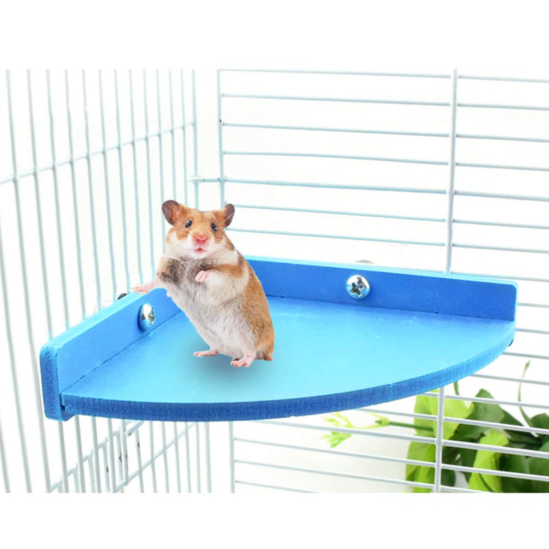 WishLotus Hamster Platfrom, Fan-shaped Hamster Cage Accessories Rest and Play Stand Corner Jumping & Climbing Platform Habitat Toy Small Platform for Guinea Pig, Gerbil, Mice, Parrot (Blue) Blue - PawsPlanet Australia