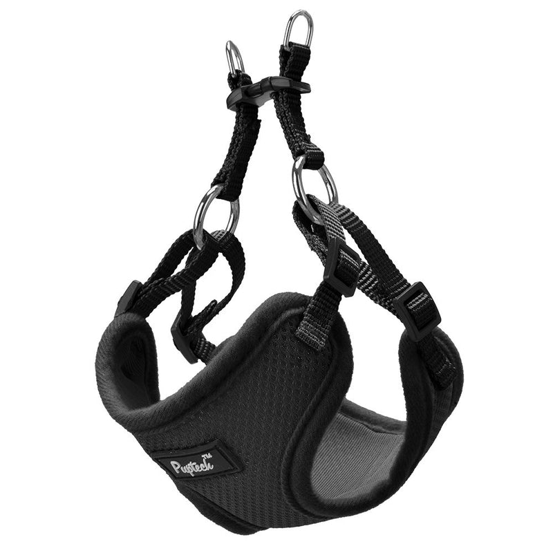 [Australia] - PUPTECK Harness for Small Dogs - Leash Set Adjustable Soft Mesh Pet Vest for Walking Black X-Small 