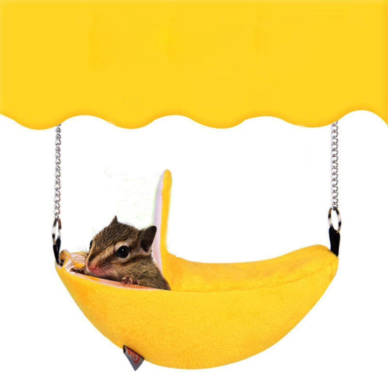 [Australia] - Hamster Warm Banana Bed House Pet Winter Hanging Bed Small Animals Hammock Hanging Resting Cage Nest Bed Accessories for Guinea Pig Hedgehog Chinchilla Small Bird (Yellow) Green 