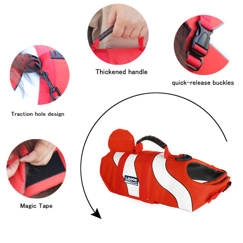 SILD Pet Life Jacket Adjustable Dog Lifesaver Safety Vest Pet Life Preserver Dog Saver Life Vest Dog Lifejacket Vest Dog Swimming Jacket (Clownfish, Large) Clownfish - PawsPlanet Australia