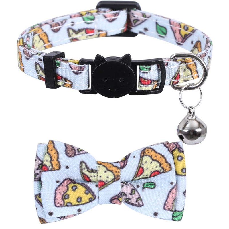 Lamphyface 2 Pack/Set Cat Collar Breakaway with Cute Bow Tie and Bell for Kitty Adjustable Safety Doughnut&Pizza - PawsPlanet Australia