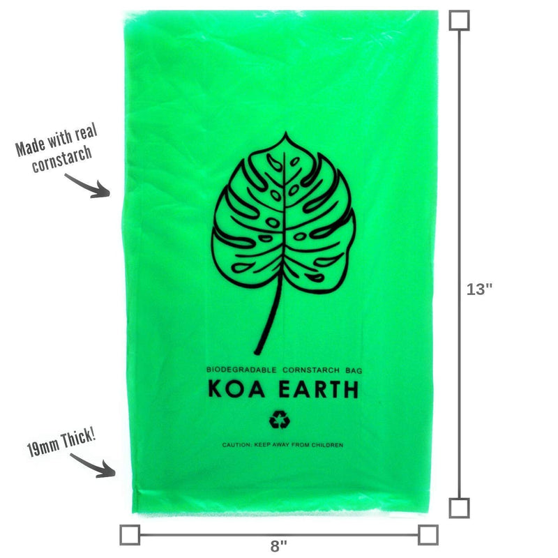 [Australia] - Koa Earth Certified Compostable Poop Bags for Dogs, Premium Extra Thick, Leak Proof, Unscented Dog Poop Bags, Plant-Based and Helps Shelter Dogs 