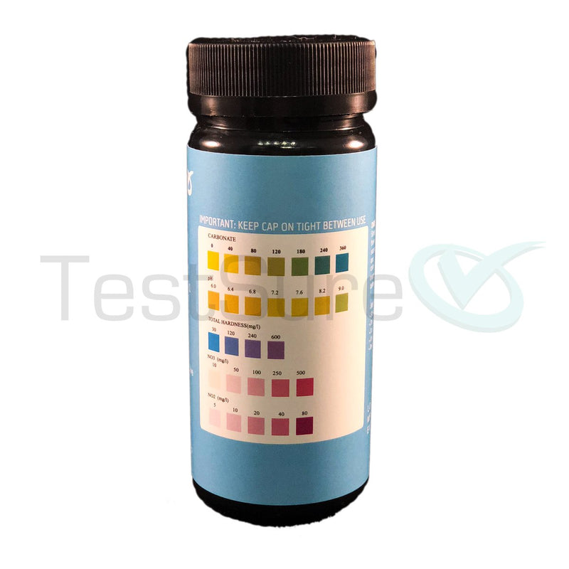 [Australia] - TestSure 5 in 1 Aquarium Test Kit - Aquarium Test Strips pH, Nitrates, Nitrites, Carbonate General Hardness (50 Strips/Bottle) 