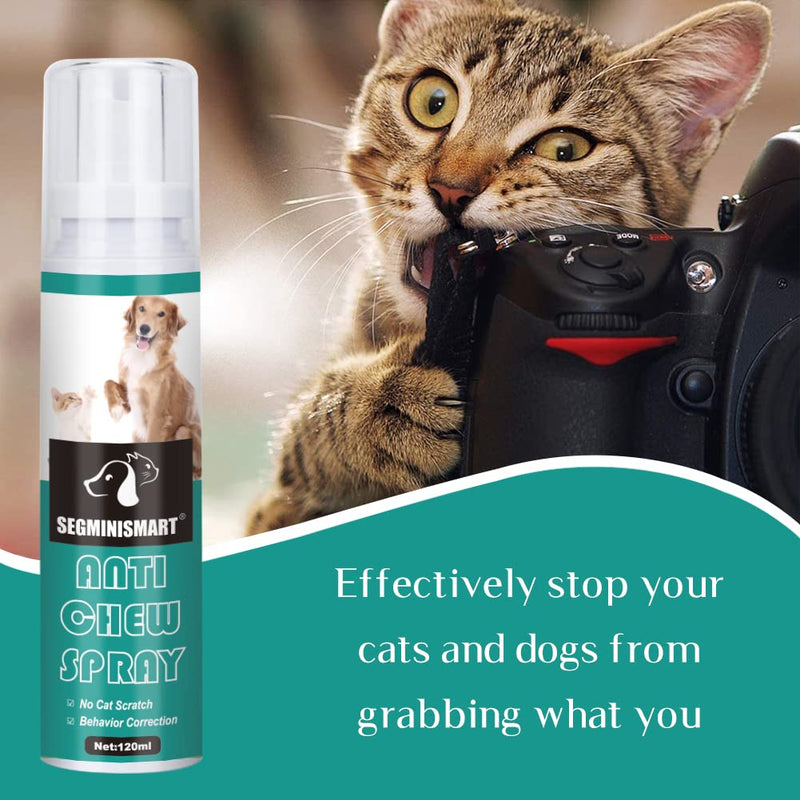 SEGMINISMART Anti-Scratch Spray,Cat Training Spray,Stop Spray for Cat and Dog,Cat Scratch Deterrent Spray,Suitable for Plants,Furniture,Floors,Protect Your Home 120 ml (Pack of 1) - PawsPlanet Australia