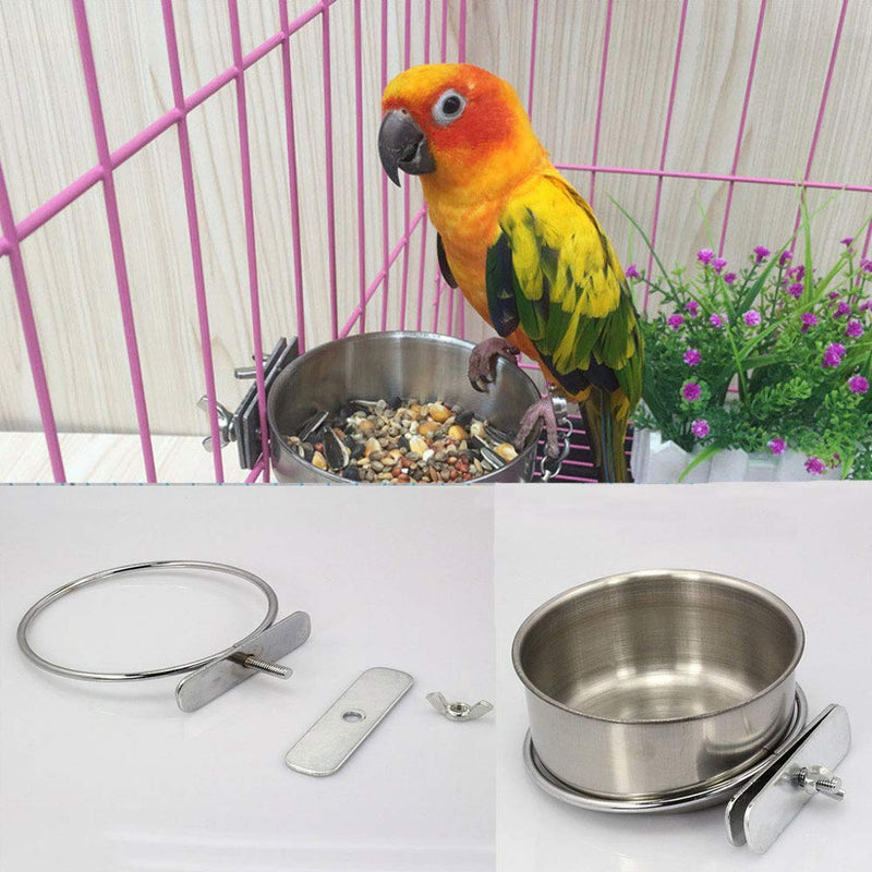 Old Tjikko Pet Feeder Water,10oz 20oz 30oz Bird Hamster Small Animal Cup with Holder,Stainless Steel Cage Coop Hook Cup for Small Animal Cage Bowl 1pc-20oz Stainless Steel Bowl - PawsPlanet Australia