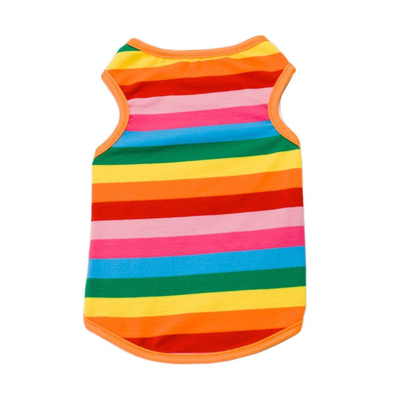 BUYITNOW Rainbow Stripe Pet Vest Breathable Summer Cotton Sleeveless T-Shirt Small Dog Cat Clothes X-Small - PawsPlanet Australia