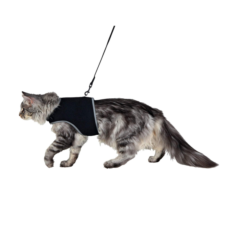 Trixie Soft Cat Harness with Leash, 36 - 54 cm x 1.20 m, Black Harness: 36-54 cm Leash: 1.20 m - PawsPlanet Australia