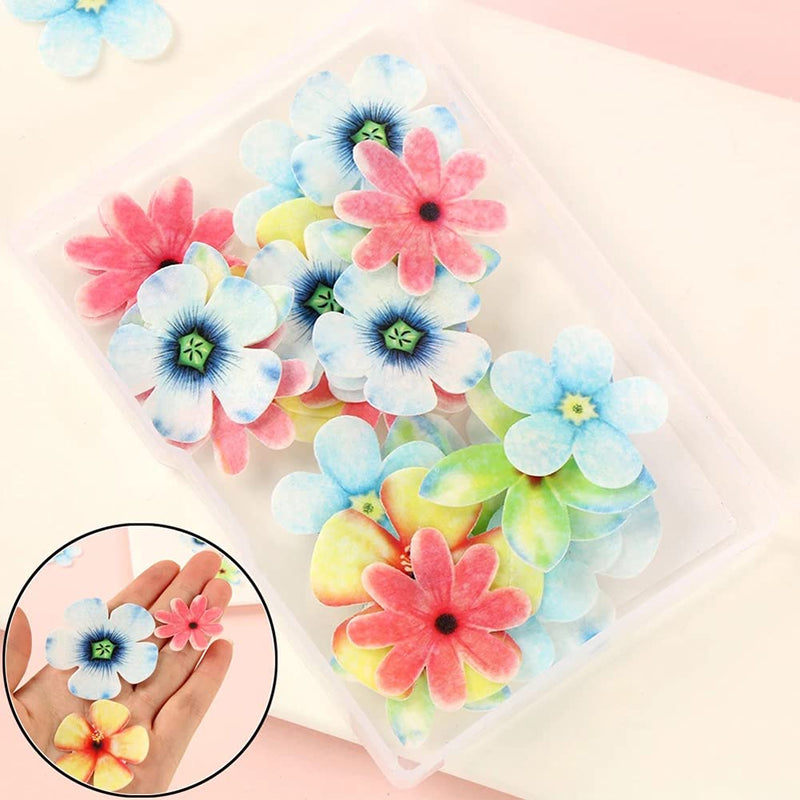 Morofme 35pcs Edible Flower Cake Topper, Flower Cupcake Toppers, Colorful Wafer Paper Flower Cake Decorations for Wedding Birthday Baby Shower Party Supplies Food Decoration - PawsPlanet Australia