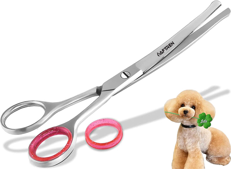Pet Dog Grooming Trimmer Scissors Curved Hair Paw Scissors Round Tip Safety Scissors Stainless Steel for Dogs Cats (6.7 Inch) - PawsPlanet Australia
