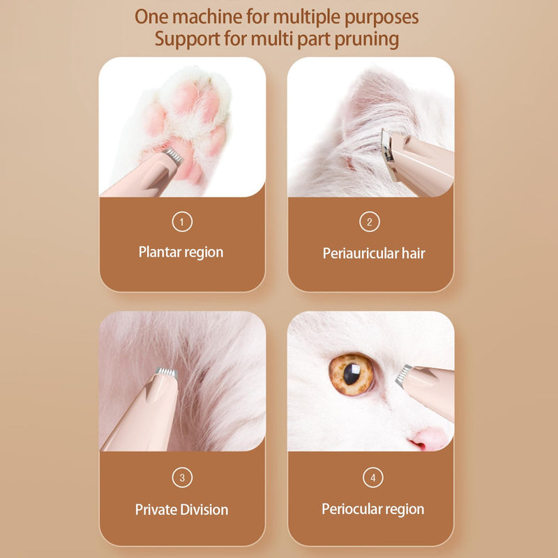Dog Paw Trimmer, Pet Foot Hair Trimmer, USB Rechargeable Dog Clipper, 40 dB Low Noise Dog Cat Electric Hair Trimmer with LED, for Paws, Eyes, Ears, Face, - PawsPlanet Australia