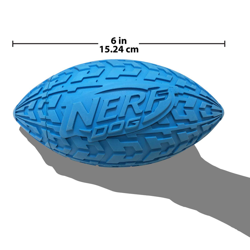 Nerf Dog Tire Football Dog Toy with Interactive Squeaker, Lightweight, Durable and Water Resistant, for Medium/Large Breeds 2 Pack - Red and Blue Large - 6 inch - PawsPlanet Australia