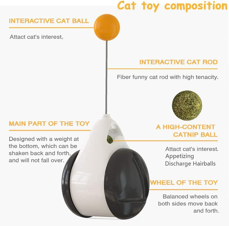 MOMSIV Cat Toy,Interactive Toys for Indoor Cats with Ball Black ball, Cats Kitten Toys with Food Dispenser Puzzle Entertainment Self Rotating Toys,interactive Rotating Mode cat supplies - PawsPlanet Australia