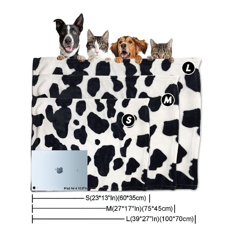 1 Pack 3 Dog Puppy Blanket Small Fluffy Couch Pet Cat Soft Throw Pet Washable Comfort Blankets Flannel Black White Cow Print Black/White-round Small (23"x13") - PawsPlanet Australia